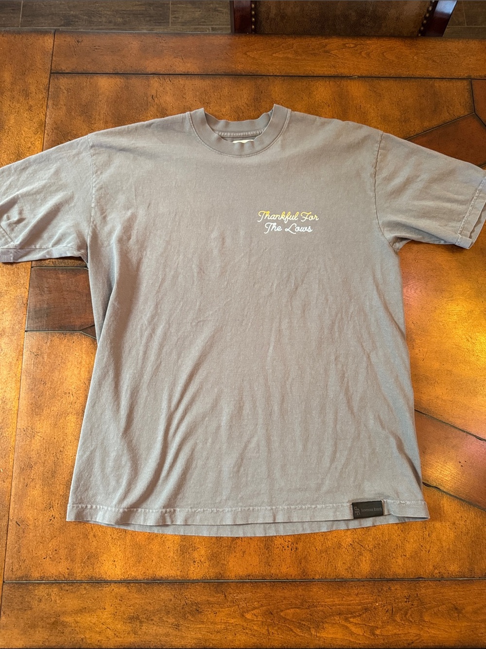 Short Sleeve Crewneck Tee - Gray with Script Chest Print